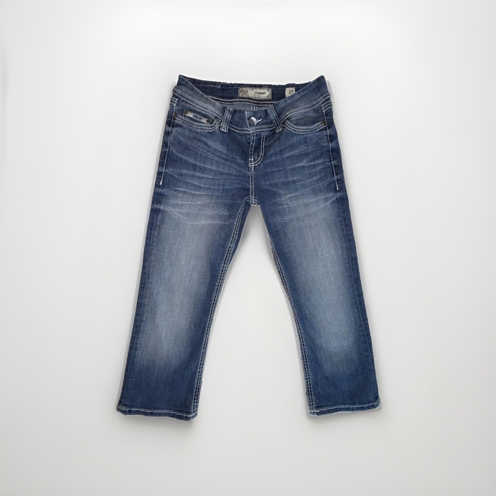 BKE Denim Womens Jeans Blue Denim Mid Rise Harper Crop Capri Stretch 29x22.5